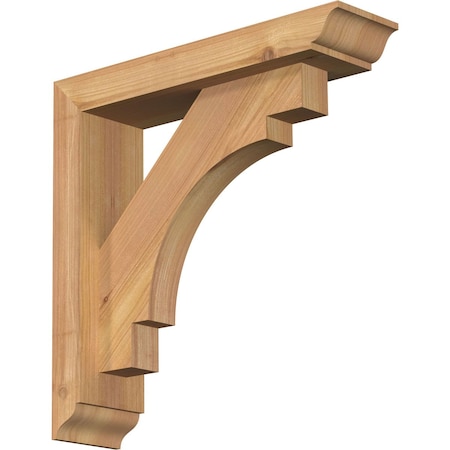 Ekena Millwork Merced Traditional Smooth Bracket w/ Offset Brace, Western Red Cedar, 3 1/2"W x 14"D x 14"H BKT0402X14X14MRC01SWR